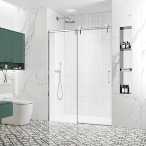 57 to 60 78 Inch Frame Single Sliding Soft Close Shower Doors, Sliding Shower Door 8 mm SGCC Tempered Glass for Sliver 57 to 60 78 Inch Frame Single Sliding Soft Close Shower Doors, Sliding Shower Door 8 mm SGCC Tempered Glass for Sliver