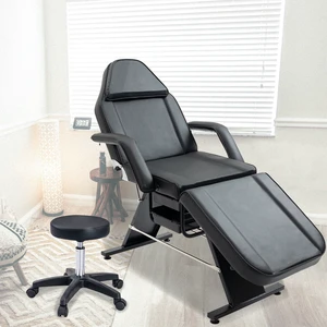 Massage Salon Tattoo Chair with Two Trays Esthetician Bed with Hydraulic Stool, Purpose 3 Section Facial Bed Table Massage Salon Tattoo Chair with Two Trays Esthetician Bed with Hydraulic Stool, Purpose 3 Section Facial Bed Table
