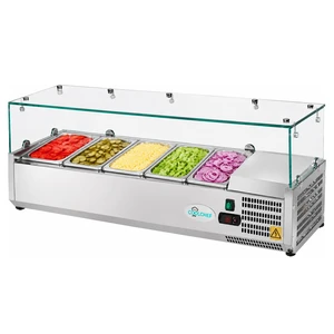 47 Inch Refrigerated Condiment Prep Station, Countertop Topping Cooler Includes 5 Pans 35, Silver, Stainless Steel 47 Inch Refrigerated Condiment Prep Station, Countertop Topping Cooler Includes 5 Pans 35, Silver, Stainless Steel