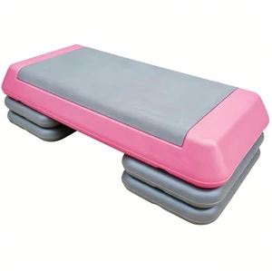 Adjustable Workout Aerobic Stepper in Fitness and Exercise Step Platform Trainer with Risers, Pink Grey, Polyester Adjustable Workout Aerobic Stepper in Fitness and Exercise Step Platform Trainer with Risers, Pink Grey, Polyester