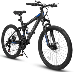 Mountain Bike 26 Inch Wheels, Speed Full Suspension Mens Womens Trail Commuter City Mountain Bike Carbon Steel Frame Mountain Bike 26 Inch Wheels, Speed Full Suspension Mens Womens Trail Commuter City Mountain Bike Carbon Steel Frame