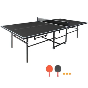 9 4.1 ft Mid Size Table Tennis Table Foldable and Portable Ping Pong Set for Indoor Games with Net, Tennis Paddles 9 4.1 ft Mid Size Table Tennis Table Foldable and Portable Ping Pong Set for Indoor Games with Net, Tennis Paddles
