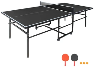8.5 4 3 ft Mid Size Table Tennis Table Foldable and Portable Ping Pong Set for Indoor Games with Net, Tennis Paddles 8.5 4 3 ft Mid Size Table Tennis Table Foldable and Portable Ping Pong Set for Indoor Games with Net, Tennis Paddles
