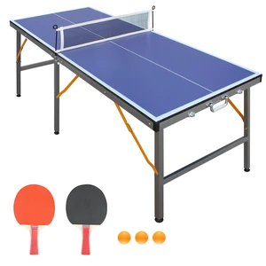 5 ft Table Tennis Table Foldable and Portable Ping Pong Set for Indoor Games with Net, Tennis Paddles and Balls, Blue 5 ft Table Tennis Table Foldable and Portable Ping Pong Set for Indoor Games with Net, Tennis Paddles and Balls, Blue