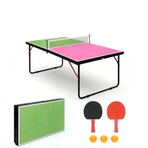 4 ft Compact Foldable Table Tennis Table Set with Net, Paddles and Balls for Indoor Outdoor Small Spaces and Thickened 4 ft Compact Foldable Table Tennis Table Set with Net, Paddles and Balls for Indoor Outdoor Small Spaces and Thickened