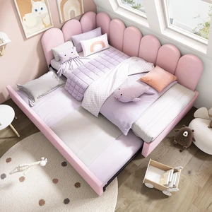 Old SKU Upholstered Bed Daybed with Pull-Out Bed, Twin Size Single Sofa Guest Beds for Adults and Children with Metal Old SKU Upholstered Bed Daybed with Pull-Out Bed, Twin Size Single Sofa Guest Beds for Adults and Children with Metal