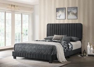 Sleek Queen Bed, Black, Velvet, Beds Frames Bases Sleek Queen Bed, Black, Velvet, Beds Frames Bases