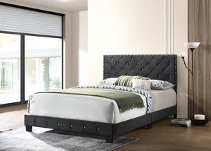 Queen Bed, Black, Velvet, Beds Frames Bases Queen Bed, Black, Velvet, Beds Frames Bases