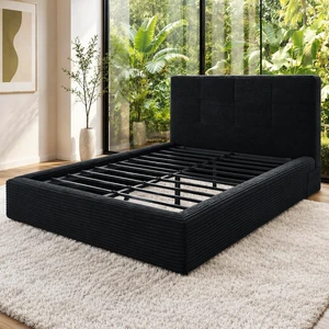 Queen Size Compression Bed Upholstered Bed Frame with Headboard, Vacuum Sealed Foam with Metal Slats Box Spring Needed Queen Size Compression Bed Upholstered Bed Frame with Headboard, Vacuum Sealed Foam with Metal Slats Box Spring Needed