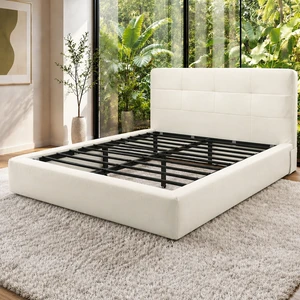 King Size Compression Bed Upholstered Bed Frame with Headboard, Vacuum Sealed Foam with Metal Slats Box Spring Needed King Size Compression Bed Upholstered Bed Frame with Headboard, Vacuum Sealed Foam with Metal Slats Box Spring Needed
