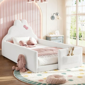 Twin Size Upholstered Floor Bed, Low 001e Ground Floor Bed Soft Padded Upholstered Kids Safe Children Frame Twin Size Upholstered Floor Bed, Low 001e Ground Floor Bed Soft Padded Upholstered Kids Safe Children Frame