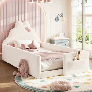 Twin Size Upholstered Floor Bed, Low 001e Ground Floor Bed Soft Padded Upholstered Kids Safe Children Frame Twin Size Upholstered Floor Bed, Low 001e Ground Floor Bed Soft Padded Upholstered Kids Safe Children Frame