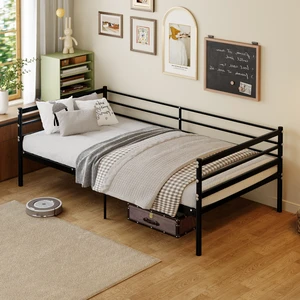 Twin Metal Bed Frame, Heavy Duty Steel Platform Bed with 11.8 Inch Guardrails 600 lb Capacity 10.94 Inch Under Box Twin Metal Bed Frame, Heavy Duty Steel Platform Bed with 11.8 Inch Guardrails 600 lb Capacity 10.94 Inch Under Box