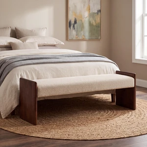 63 Inch Boucle Upholstered Decorative Ottoman Bench, Solid Rubber Side Panel Frame Accent Bench Long Ottoman for Bed 63 Inch Boucle Upholstered Decorative Ottoman Bench, Solid Rubber Side Panel Frame Accent Bench Long Ottoman for Bed