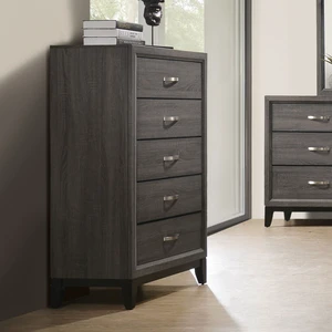 1 pc Chest Two Tone Design Wooden Legs Nickel Bar Pulls Gray Finish Furniture, Engineered Wood and Paper, Dressers 1 pc Chest Two Tone Design Wooden Legs Nickel Bar Pulls Gray Finish Furniture, Engineered Wood and Paper, Dressers