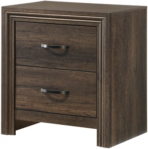 1 pc Nightstand Two Storage Drawers Brown Finish Accents Wooden Furniture, Wood 1 pc Nightstand Two Storage Drawers Brown Finish Accents Wooden Furniture, Wood