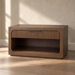 Nightstand Wood Top, Brown Oak, MDF and Solid Wood Nightstand Wood Top, Brown Oak, MDF and Solid Wood