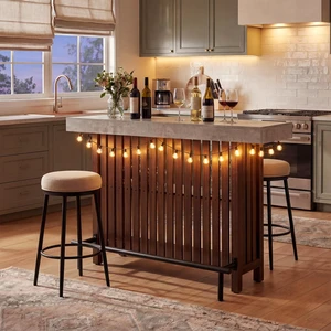 Sideboard Table, Counter Height Table and Bar with Wine Storage Top Wine Cabinet with Footrest and 2 Tier Rack Suitable Sideboard Table, Counter Height Table and Bar with Wine Storage Top Wine Cabinet with Footrest and 2 Tier Rack Suitable