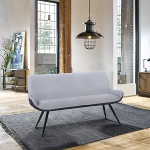 Bench in Powder Coated Finish and Gray Fabric, Faux Leather, Benches Bench in Powder Coated Finish and Gray Fabric, Faux Leather, Benches
