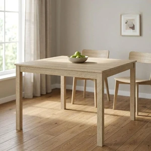 Square Dining Table, Dining Solid Wood Table, Light Oak, Rubber Wood Square Dining Table, Dining Solid Wood Table, Light Oak, Rubber Wood