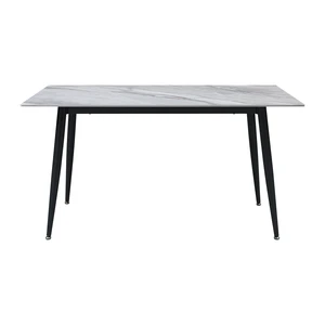 Sintered Stone Top Dining Table 1 pc Black Metal Legs Dining Furniture, Black White Sintered Stone Top Dining Table 1 pc Black Metal Legs Dining Furniture, Black White