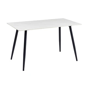 Casual Dining Table Sintered Tabletop Iron Legs Dining Kitchen Furniture 1 pc, White Black, Iron and Sintered Stone Casual Dining Table Sintered Tabletop Iron Legs Dining Kitchen Furniture 1 pc, White Black, Iron and Sintered Stone