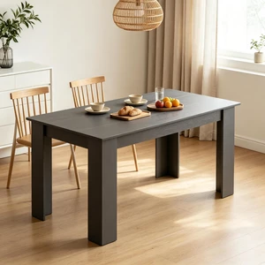 63 Inch Rectangular Dining Table for 4 to 6 People, Effect Kitchen Table for Dining and Living, Black, Particle Board 63 Inch Rectangular Dining Table for 4 to 6 People, Effect Kitchen Table for Dining and Living, Black, Particle Board