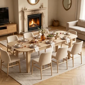 Expandable Family Dining Table with Smooth Edge Protection, Oval Dining Table Space Saving Kitchen Meeting Only 1 pcs Expandable Family Dining Table with Smooth Edge Protection, Oval Dining Table Space Saving Kitchen Meeting Only 1 pcs