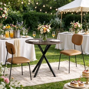 Space Saving Round Small Dining Table, Kitchen Dinner Table with Heavy Duty Cross Steel Legs Only Round Small Dining Space Saving Round Small Dining Table, Kitchen Dinner Table with Heavy Duty Cross Steel Legs Only Round Small Dining