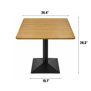 Square Bamboo Dining Table 26.4 Inch, Kitchen Table Square Dining Small for Black Metal Pedestal Bistro for Living Square Bamboo Dining Table 26.4 Inch, Kitchen Table Square Dining Small for Black Metal Pedestal Bistro for Living
