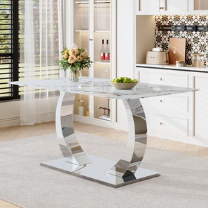 Transformable Heavy Duty Stainless Steel Base in Inchx 35 Inch Dining Table Pandora Pattern Tempered Glass Rock Top Transformable Heavy Duty Stainless Steel Base in Inchx 35 Inch Dining Table Pandora Pattern Tempered Glass Rock Top