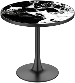 31.5 Inch Round Tulip Dining Table, Sintered Tabletop with Faux Print Carbon Steel Bracket Base Scratch and Wear 31.5 Inch Round Tulip Dining Table, Sintered Tabletop with Faux Print Carbon Steel Bracket Base Scratch and Wear