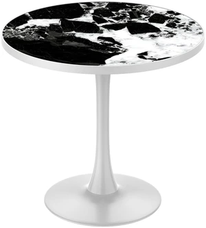 31.5 Inch Round Tulip Dining Table, Sintered Tabletop with Faux Print Carbon Steel Bracket Base Scratch and Wear 31.5 Inch Round Tulip Dining Table, Sintered Tabletop with Faux Print Carbon Steel Bracket Base Scratch and Wear
