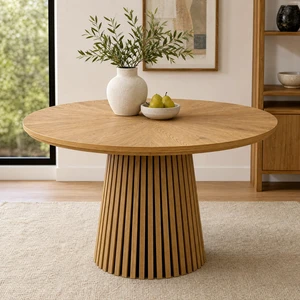 47.24 Inch Oval Wooden Dining Table, Round Kitchen Dining Table Fashionable Design Suitable for Family Gatherings 47.24 Inch Oval Wooden Dining Table, Round Kitchen Dining Table Fashionable Design Suitable for Family Gatherings