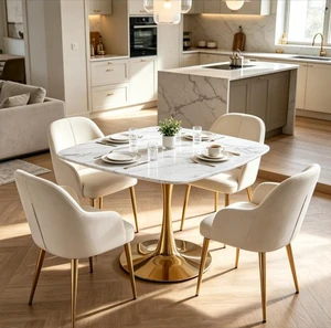 Square Tulip Table for 2 to 3 Person, 42.12 Inch Small Dining Table with Metal Pedestal Base Kitchen for Small Space Square Tulip Table for 2 to 3 Person, 42.12 Inch Small Dining Table with Metal Pedestal Base Kitchen for Small Space