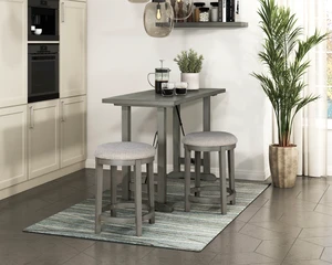 3 pc Counter Height Set Gray Finish Counter Height Table with Stools Foam Cushioned Seats Kitchen Dining Breakfast 3 pc Counter Height Set Gray Finish Counter Height Table with Stools Foam Cushioned Seats Kitchen Dining Breakfast