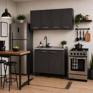 Texas 39.3 Inch Manufactured 2 Piece Kitchen Sink Cabinet Set with Wall Cabinet and Base Wenge, Particle Board Texas 39.3 Inch Manufactured 2 Piece Kitchen Sink Cabinet Set with Wall Cabinet and Base Wenge, Particle Board