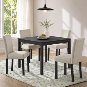 5 Piece Dining Table Set, 39 Inch Small Kitchen Table with Fabric Chairs Space Saving Square Dining Set Compact Dinette 5 Piece Dining Table Set, 39 Inch Small Kitchen Table with Fabric Chairs Space Saving Square Dining Set Compact Dinette
