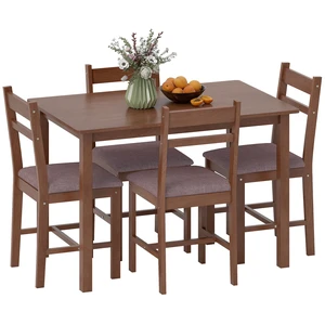 5 Piece Solid Dining Table Set, Kitchen Table with Upholstered Chairs for Small Space Dining Breakfast Nook, Light 5 Piece Solid Dining Table Set, Kitchen Table with Upholstered Chairs for Small Space Dining Breakfast Nook, Light