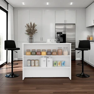 Open Shelves Kitchen Island, White, Particle Board, Kitchen Islands Carts Open Shelves Kitchen Island, White, Particle Board, Kitchen Islands Carts