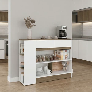 Harrison Kitchen Storage Cabinet, Freestanding Pantry Cabinet with Drawers and Shelves, Natural, Particle Board Harrison Kitchen Storage Cabinet, Freestanding Pantry Cabinet with Drawers and Shelves, Natural, Particle Board
