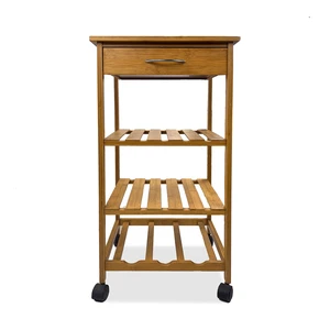 1 pc Trolley Storage Drawers Open Shelves Natural Finish Dining Furniture, Bamboo, Kitchen Islands Carts 1 pc Trolley Storage Drawers Open Shelves Natural Finish Dining Furniture, Bamboo, Kitchen Islands Carts