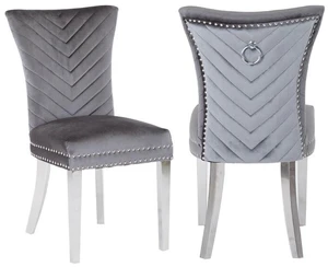 2 Piece Stainless Steel Legs Chair Finish with Velvet Fabric, Gray, Seating for Dining 2 Piece Stainless Steel Legs Chair Finish with Velvet Fabric, Gray, Seating for Dining