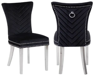2 Piece Stainless Steel Legs Chair Finish with Velvet Fabric, Black, Seating for Dining 2 Piece Stainless Steel Legs Chair Finish with Velvet Fabric, Black, Seating for Dining