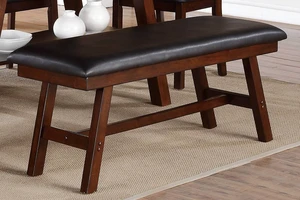 Walnut Finish Framed Back 1 pc Dining Bench Only Breakfast Kitchen Cushion Chocolate Faux Leather Seat, Solid Wood Walnut Finish Framed Back 1 pc Dining Bench Only Breakfast Kitchen Cushion Chocolate Faux Leather Seat, Solid Wood