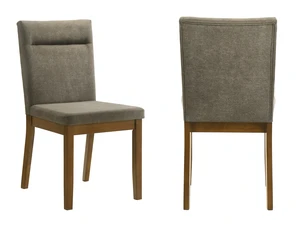 2 pc Tailored Side Chairs Upholstered Refined Neutral Gray Fabric Channel Tufted Accents Brown Finish Dining Wooden 2 pc Tailored Side Chairs Upholstered Refined Neutral Gray Fabric Channel Tufted Accents Brown Finish Dining Wooden