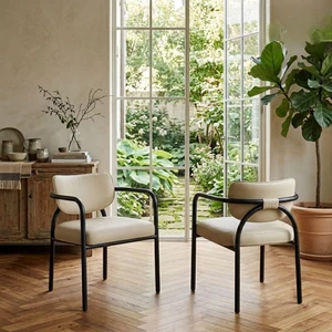 Dining Chair with Upholstered Seat and Back, Iron Frame Armrests Kitchen and Dining Chair Sand, Sand, Iron Dining Chair with Upholstered Seat and Back, Iron Frame Armrests Kitchen and Dining Chair Sand, Sand, Iron