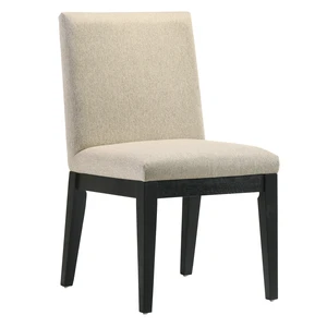Padded Side Chair Set, Beige Black, Wood and Fabric, Seating for Dining Padded Side Chair Set, Beige Black, Wood and Fabric, Seating for Dining