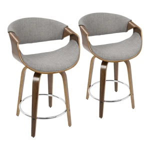 Mid-Century Counter Stool in and Grey Fabric Set, Seating for Dining Mid-Century Counter Stool in and Grey Fabric Set, Seating for Dining