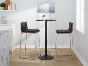 30 Inch Fixed Height Barstool in Stainless Steel, Faux Leather Set, Black, Faux Leather, Seating for Dining 30 Inch Fixed Height Barstool in Stainless Steel, Faux Leather Set, Black, Faux Leather, Seating for Dining